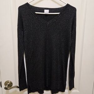 Black Sparkly V-Neck Sweater